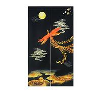 LIGICKY Rideau de Porte de Style Chinois Japonais noren Traditionnel phénix doré Grande Muraille Pleine Lune Imprimé Asiatique Fenêtre Traitement de la Porte Tapisserie pour Sushi Cuisine Décoration