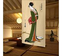 LIGICKY Rideau de Porte de Style Japonais Noren Ukiyoe Geisha Fille Peinture Longue Type Tapisserie de Porte Asiatique pour la Maison Sushi Cuisine décoration 33,5" Largeur x 59" Long