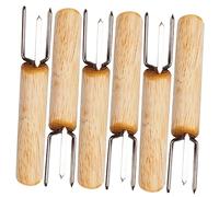 LIGIGWASH Lot de 6 Brochettes de Maïs Réutilisables en Acier Inoxydable, Fourchettes à Maïs Compactes Pointe Tranchante, Poignée Ergonomique pour Barbecue, Camping et Pique-niques