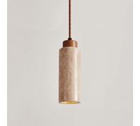 LIGINOK Lampe Suspendue en Travertin Jaune Lustre Creative Suspension Luminaire Vintage E27 Lampe de Plafond Tube Rond Lampe à Suspension de Décoration Lampe de Chevet