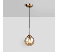 LIGINOK Luminaire Suspension Vintage Industriel Lustre en Verre Boule E27 Lampe de Plafond Moderne Suspendue pour Salon Chambre Salle à Manger Café(Ambre)