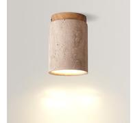 LIGINOK Plafonnier Encastré en Travertin Plafonnier Cylindrique Moderne Spot Décor Lampe de Plafond Rétro Luminaire Plafonnier Intérieur pour Salon Café Couloir D11cm*H16cm(Bois)