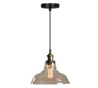LIGINOK Suspension Luminaire Industriel Vintage avec Abat-Jour en Verre E27 Lustre Moderne Lampe Suspendue Plafond pour Chambre Salon Restaurant Café(E,Ambre)