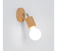 LIGKIN Applique Murale en Bois Rétro Lampe Murale Deco Spot Murale 350° Rotative Éclairage Mural Industriel E27 Plafonnier Interieur pour Couloir Chambre Bar (Rond)