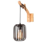 LIGKIN Applique Murale Industrielle Interieure Suspension Luminaire Vintage E27 Lampe Murale en Bois et Metal Cage Noir pour Salon Chambre Restaurant Couloir