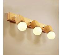 LIGKIN Applique Murale Interieure en Bois Lampe Murale Deco Rétro, Spot Murale 350°Rotative Éclairage Mural E27 Luminaire Plafonnier pour Salon Couloir Chambre Bar (Carré)