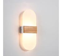 LIGKIN Applique Murale Intérieure LED, Applique Murale Bois Ovale 6W Lampe Murale Moderne Lumière Chaude Éclairage Acrylique Veilleuse pour Chambre à Coucher Enfant Couloir