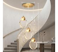 LIGKIN Lustre LED 10W Créatif Suspension Luminaire Moderne en forme de goutte d'eau, Plafonnier en Cristal Lampe Suspendue pour Salon Restaurant Escalier, Lumière Chaude