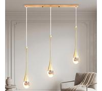 LIGKIN Lustre LED 10W Créatif Suspension Luminaire Moderne en forme de goutte d'eau, Plafonnier en Cristal Lampe Suspendue pour Salon Restaurant Escalier, Lumière Chaude