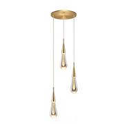 LIGKIN Lustre LED 10W Créatif Suspension Luminaire Moderne en forme de goutte d'eau, Plafonnier en Cristal Lampe Suspendue pour Salon Restaurant Escalier, Lumière Chaude