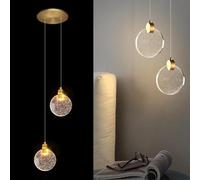 LIGKIN Lustre LED 10W Créatif Suspension Luminaire Moderne en forme de goutte d'eau, Plafonnier en Cristal Lampe Suspendue pour Salon Restaurant Escalier, Lumière Chaude