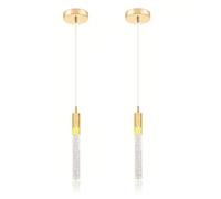 LIGKIN Lustre LED 5W Créatif Suspension Luminaire Moderne, Longue Plafonnier en Cristal Lampe Suspendue pour Salon Restaurant Escalier, Lumière Chaude (2pcs)