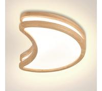 LIGKIN Plafonnier LED Moderne 18W Lampe de Plafond en Lune, Ø40CM Plafonnier en Bois Lumière LED Pour Chambre d'enfant Salon Chambre à coucher Café