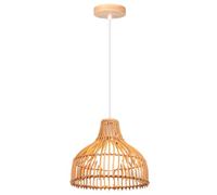 LIGKIN Suspension en Rotin Tissage Lustre Style Bohème Ø24cm Abat-jour en Bambou Lampe Suspendue Vintage Luminaire Plafonnier de Décoration pour Cuisine Salle à Manger Salon