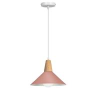 LIGKIN Suspension Luminaire Vintage Industrielle E27 Plafonnier Lustre Moderne 25CM Abat-jour en Métal Bois Lampes Suspendues pour Cuisine Salle à Manger Chambre Café, Rose (1 Pack)
