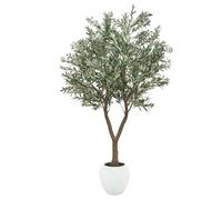 Ligne Déco - Olivier Artificiel 240cm | Plante Artificielle Haut de Gamme Pot en Plastique Blanc Interieur Imitation Terre | Decoration Maison Élégante et Réaliste | Fausse Plante Interieur Chic