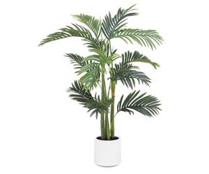 Ligne Déco - Palmier Artificiel 110cm | Plante Artificielle Pot Plastique Blanc Intérieur Imitation Terre | Decoration Maison Élégante et Réaliste | Fausse Plante Palmier Interieur