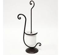Ligne salle de bain « Relax » porte-brosse noir en fer forgé et céramique italienne.