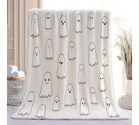 Lignes Fantôme Respirante Flanelle Couverture pour Enfants, Beige Noir Imprimée Confortable et Douce Maison Couverture, Cartoon Minimaliste Couverture de Lit Canapé Camping Chaise, 100 x 130 cm