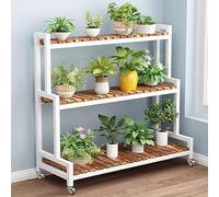 LIGUOYI Étagère À Plantes Étagère À Fleurs Décorative De Rangement 2 Niveaux 6 Niveaux Étagère Plantes Bois avec Roues Facile À Déplacer, Étagère À Chaussures pour Exterieur Intérieur