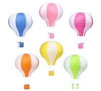 LIHAO 6pcs Lanterne Papier Montgolfière 30 cm - Lampion Suspendu pour Décoration Anniversaire, Mariage, Chambre Enfant, Fête, Baby Shower - Lot de 6 Abat-Jour Décoratifs -Multicolore