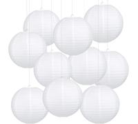 LIHAO Lot de 10 lanternes rondes en papier blanc de 30,5 cm - Pour décoration de mariage, fête