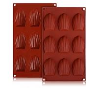 LIHAO Lot de 2 Moule Madeleine, Moule à Madeleine Antiadhésif-Brun | Moule à Madeleine 9 Cavités pour Muffin, Gâteau, Chocolat, Moules Souples pour Cuisson au Four et Dessert Glacé,