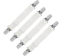 LIHAO Tendeur Drap Housse Élastique, Fixation Attache Sangle de Maintien Ajustable pour Drap Lit, Canapé, Housse de Repassage (Blanc, Lot de 4)