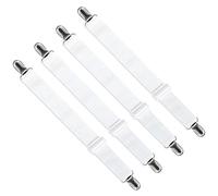LIHAO Tendeur Drap Housse Réglable (65cm à 220cm), Fixation Attache Sangle de Maintien Ajustable pour Drap Lit, Canapé, Housse de Repassage (Blanc, Lot de 4)