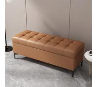 LIHDNGXM Banc de Rangement en Similicuir, Ottoman Rectangulaire Rembourré, Banc Coffre pour Pied de Lit, Chambre, Entrée et Salon(Coffee-B,130cm)
