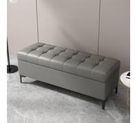LIHDNGXM Banc de Rangement en Similicuir, Ottoman Rectangulaire Rembourré, Banc Coffre pour Pied de Lit, Chambre, Entrée et Salon(Gray-B,80cm)
