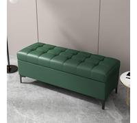 LIHDNGXM Banc de Rangement en Similicuir, Ottoman Rectangulaire Rembourré, Banc Coffre pour Pied de Lit, Chambre, Entrée et Salon(Green,110cm)