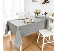 LIHUANE Nappe Rectangulaire 120 x 170 cm Lavable Aspect Lin Nappe de Jardin Anti-Tache et Facile d'entretien pour Salle à Manger, Noel, Jardin, Fête, Mariage Ou Maison, Gris Clair