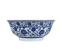 Lihuzmd Bol à Soupe en céramique, Bol en Porcelaine Bleu et Blanc rétro Chinois Grand Bol de Nouilles au bœuf pour Les Nouilles asiatiques Udon Soba Pho,1 pcs,7.5 in