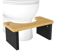 Liink1Ga 1 Pièce Tabouret de Toilette pour Adultes, Repose-Pieds en Bois Siège de Toilette Tabouret Salle de Bain pour Adultes et Enfants Petit Modèle/Chêne et Noir/40x23x20CM(LxPxH)