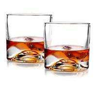 LIITON Denali Mountain Crystal Bourbon Whisky Glasses Men Coffret cadeau de 2, verre à cocktail à l'ancienne congelable, Groomsman, 10 oz