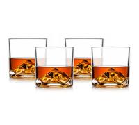 LIITON Everest Mountain Crystal Bourbon, Scotch, Verres à Whisky Coffret Cadeau de 4, Verre à Cocktail Congelable à l'Ancienne, Cadeau de Luxe, 10 oz