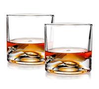 LIITON Mont Blanc Verres à Whisky Cristal, Lot de 2, congelable, 10 oz | Cristal épais à congeler: dégustez whisky, bourbon ou cocktails sans glaçons. Coffret cadeau pour homme.