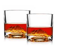 LIITON Mount Rainier - Lot de 2 verres à whisky lourds en cristal - Verre à bourbon épais et congelable - 0,5 kg chacun - Cadeau à whisky de qualité supérieure pour homme, verre glacé en cristal glacé