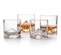 LIITON The Peaks Verres à Whisky Cristal, Lot de 4, congelable, 10 oz | Cristal épais à congeler: dégustez whisky, bourbon ou cocktails sans glaçons. Coffret cadeau pour homme.
