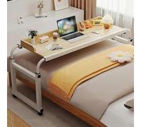 LIJBDDM Table De Lit Roulette,Hauteur Et Largeur Réglables Au-Dessus du Lit, Table De Chevet Table D'ordinateur Portable pour Lit Mobile(Color:Bois)