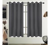 LIJIAO Rideau Occultant Lot de 2 60 x 180 cm Thermique Isolant Anti Froid Chaleur Rideaux Opaques pour Chambre à Coucher Design Moderne à Oeillets pour Maison Chambre, Gris Foncé