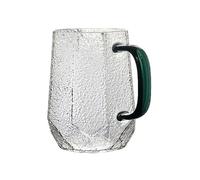 Lijiaxiuyc-101 Verres à gobelet Tasses à café martelées en verre transparent de 410 ml (14,5 oz) avec anses, idéales for le thé, cappuccino, latte, les jus fruits et lait(Green)