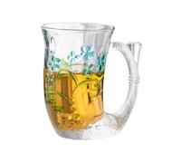 Lijiaxiuyc-101 Verres à gobelet Verre à boire en forme de queue sirène, 20 cl, soufflé la main, décor relief et anse(Blue)