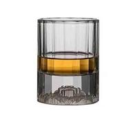 Lijiaxiuyc-101 Verres à gobelet Verres à whisky luxueux rayures verticales, Old Fashioned fond épais ornés d'une tête de lion en relief 3D, 150 ml(Transparent)