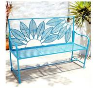 LIKANGLONGJU 108cm Banc Exterieur Jardin Pliable Métal Banquette Jardin Renforcée Capacité 260kg Siège de Extérieur pour Terrasse Balcon(Blue)