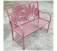 LIKANGLONGJU 108cm Banc Exterieur Jardin Pliable Métal Banquette Jardin Renforcée Capacité 260kg Siège de Extérieur pour Terrasse Balcon(Pink)