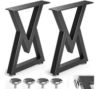 Likapop Lot de 2 Pieds de Table Basse en métal de 40,6 cm, Pieds de Banc en Forme de Losange, Pieds de Bureau Robustes en métal Noir, Pieds de Meubles de Bricolage (H x l) 40,6 x 29,3 cm