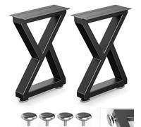 Likapop Lot de 2 Pieds de Table en métal Noir Robustes pour Table Basse, Table à Manger, Bureau, Banc (H x l) 40 cm x 30 cm (Forme de Z)