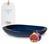 like. by Villeroy and Boch - Coupe Plate Lave Bleu, 28 x 27 x 4,3 cm, jolie Coupe en Grès pour des Accompagnements et des Plats plus Copieux, Résistante au Lave-Vaisselle et au Micro-ondes